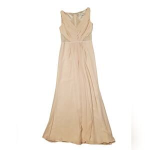 EUC Monique Lhuillier Luna Maxi Dress with Lace in Blush Sz 8